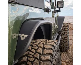 Combat Off Road Black Aluminum Fenders Rear Pair Jeep Wrangler 2007-2018